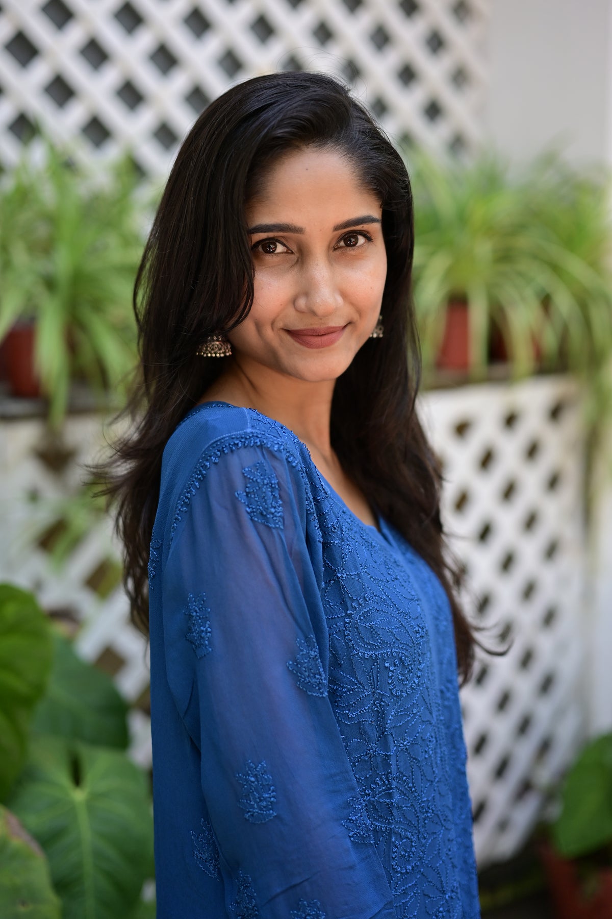 House of Murri cobalt-blue kurtha portrait, editorial inspiration for a personal consultation